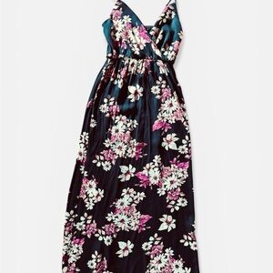 one clothing Black Maxi Dress with Pink & White Floral Print